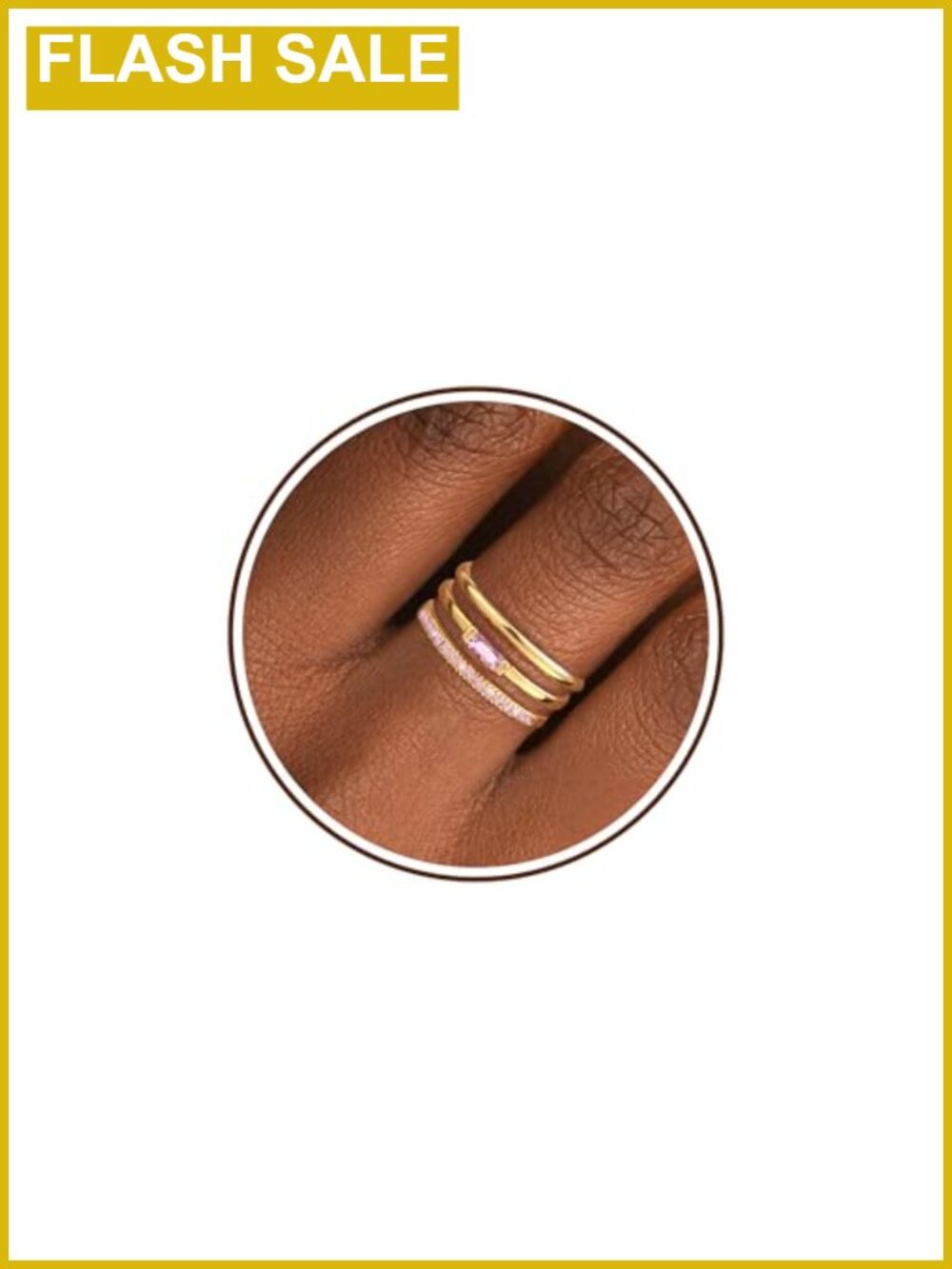 14k Gold Plated Stackable Birthstone Rings Set for Women Adjustable